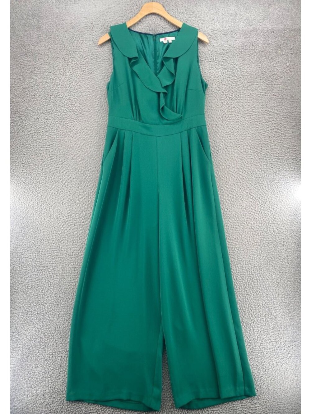 Boden Emerald Green Sleeveless Ruffled Jumpsuit